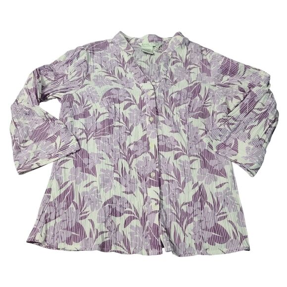 Fred David Petites Womens Button Up Blouse Multicolor Size PM Polyester Blend - Picture 1 of 12